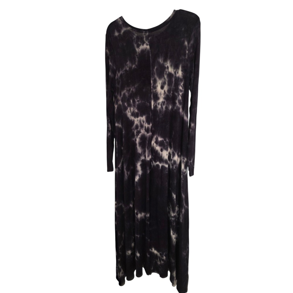Natural Life Dark Blue White Tie Dye Long Sleeve Handkerchief Hem Maxi Dress Med - Picture 2 of 11